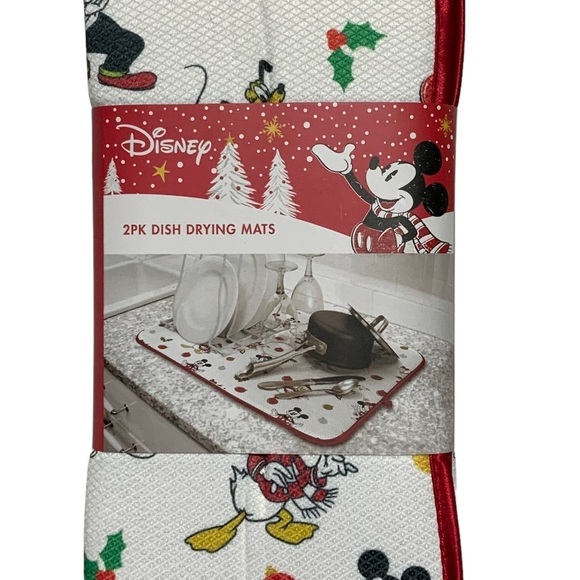Disney Holiday Set Kitchen Drying Mats Absorbent Christmas Mickey 2 Pack Set - Picture 3 of 15